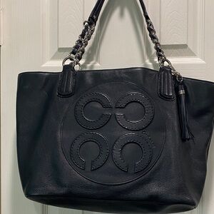 Black Op C Coach Leather Tote Bag
